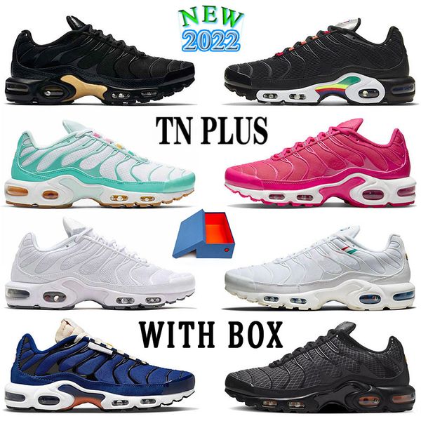

aling mens womens with box running shoes tn plus authentic athletics sneakers all black metallic gold gradient sliver volt grey combo triple