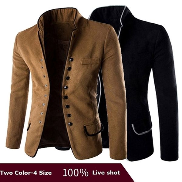 

new arrival autumn winter men s casual suit woolen men jackets slim fit stand collar coat mens suits m lj201103, White;black