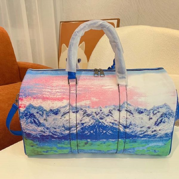 

duffel bags 55cm large capacity travel sale women men genuine leather shoulder fashion bag carry on luggage bottom rivets with lock head 02
