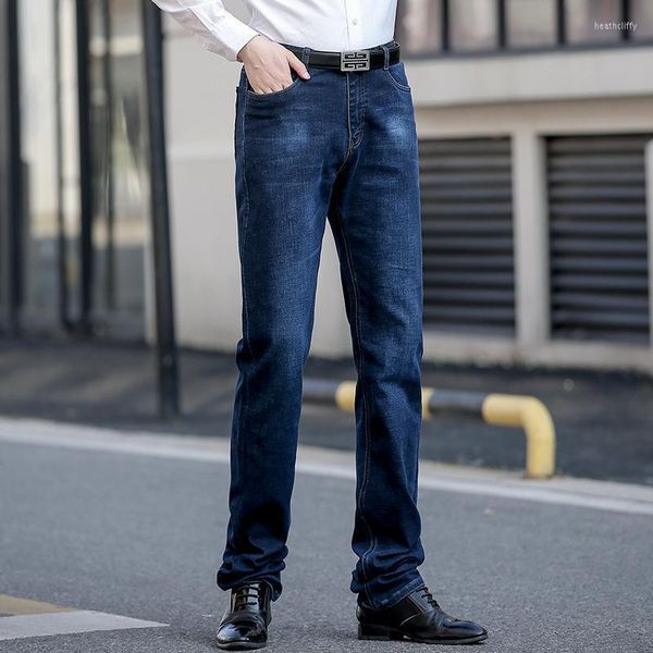 Jeans da uomo Grandi abiti da uomo alti Stretch Lunghezza lunga 130 cm Pantaloni dritti a vita alta in denim Pantaloni extra maschiliMen's Heat22