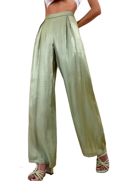 

fold pleated wide leg pants u8ii#, Black;white