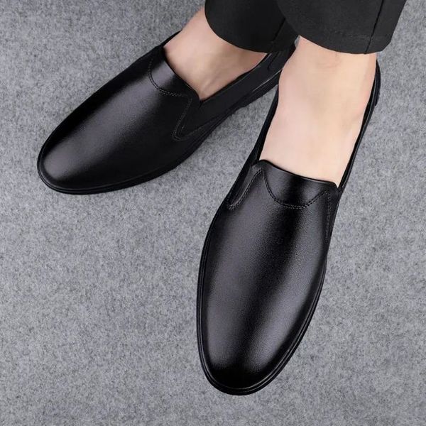 

High Quality Loafers Men Shoes Solid Color PU Leather Simple Classic Round Toe Flat Bottom Comfortable British Gentleman Business Casual Shoes DP422, Clear