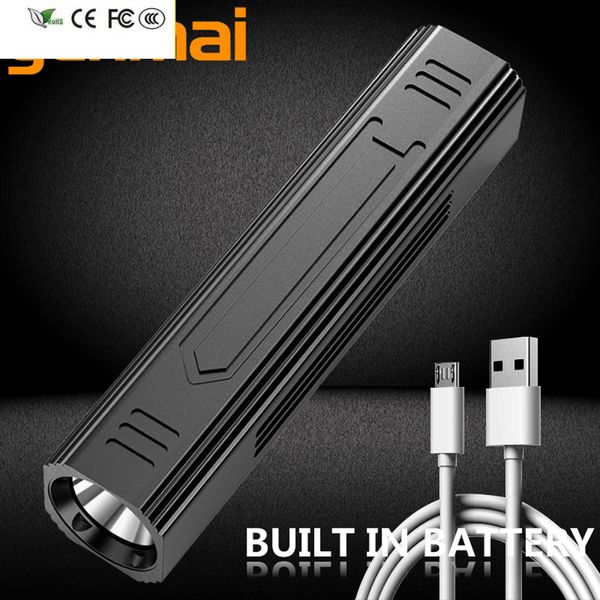 

new oringinal xm-l t6 led flashlight torch waterproof built in battery shock resistant power bank self defense hard yunmai