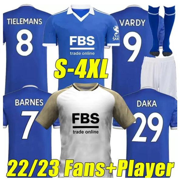 

4xl 22/23 vardy city soccer jerseys maddison iheanacho 2022 2023 camiseta barnes tielemans ayoze daka lookman iheanacho men kids kits sock f, Black;yellow