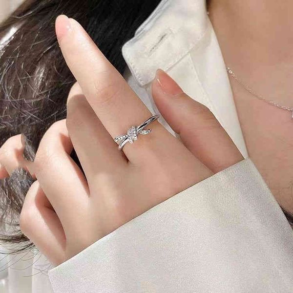 

k61d 2022 new t family gu ailing same knot ring female minority design, Silver