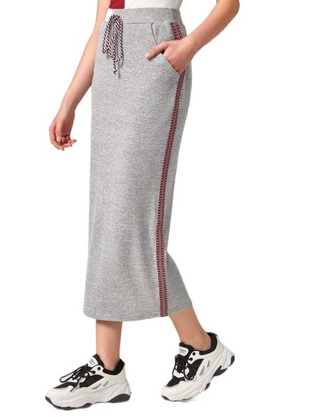 

tie front tape side skirt 8289#, Black