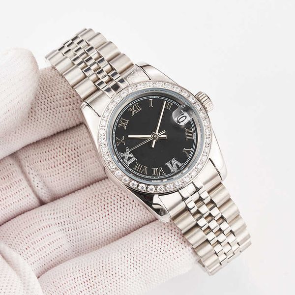 

31mm watch precision durable automatic mechanical stainless steel case ladies waterproof luminous watchl1, Slivery;brown