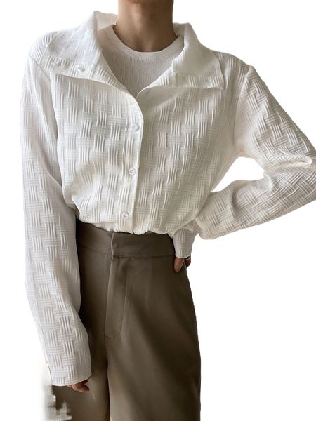 

dazy solid textured blouse 0830#, White