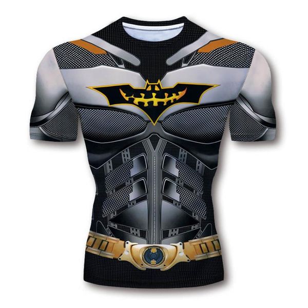 Camisetas masculinas de verão, executando compressão seca rápida esporte t camisetas de ginástica fitness herói t-shirt 3D Muscle para homens topsmen's