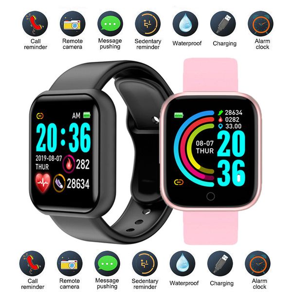 

d20 y68 fitness tracker smart bracelets wristbands heart rate blood pressure smart watch reloj inteligente