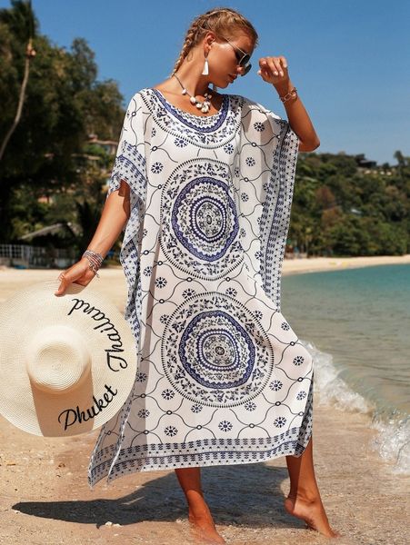 

allover print cover up dress 294o#, White;black