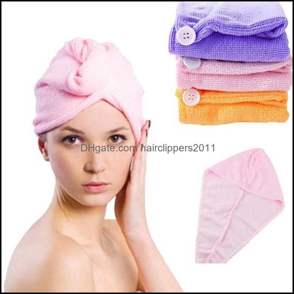 

bath tools accessories body health beauty microfiber dry hair cap womens girls headscarf magic fast head strong absorbent thickening butto