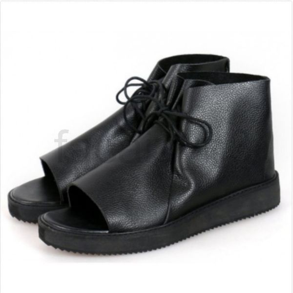 

sandals designer men's sandals pu leather flat roman sandals, Black