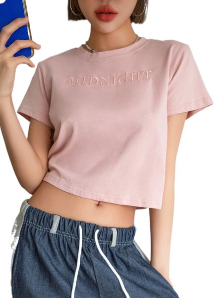 

dazy letter embroidery crop tee b9es#, White
