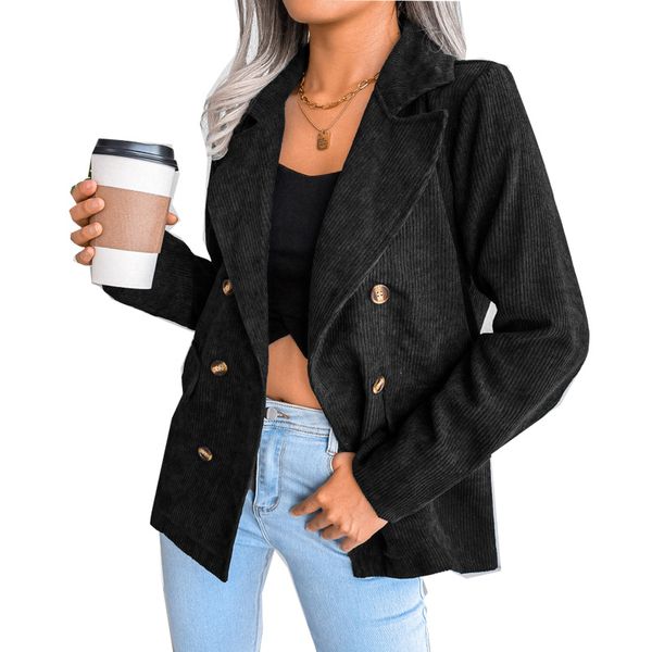 

ins style real s2022 european american suits & blazers autumn winter double-breasted small suit jacket jacket women's clothing, White;black