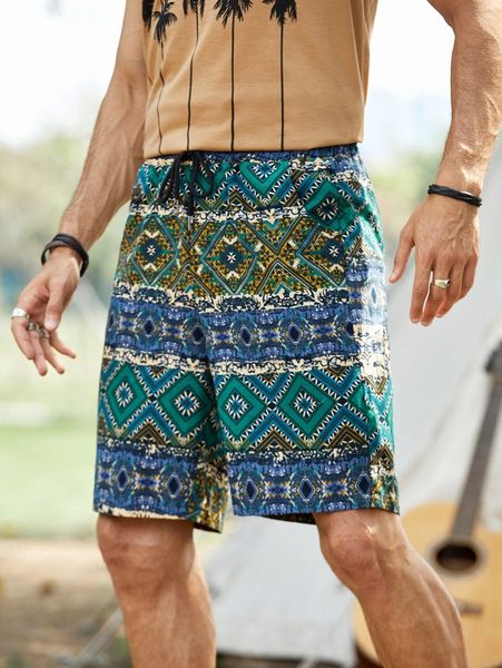 

men color block geo print shorts i4wn#, White;black