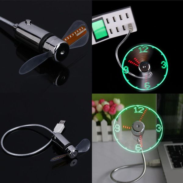Verkauf eines einstellbaren USB-Gadgets, Mini-Flexible Zeit-LED-Uhr, USB-Ventilator mit LED-Licht, cooles Gadget-Zeitanzeige W