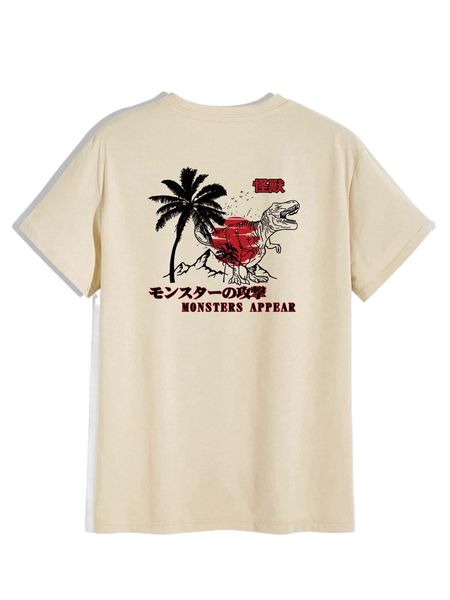 

romwe guys dinosaur print tee k1sj#, White;black