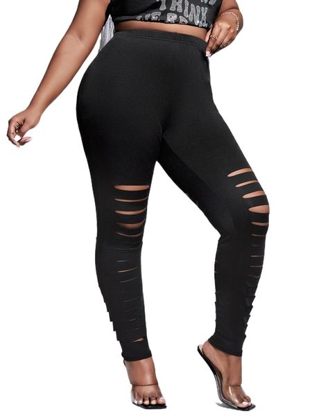 

plus laser ripped skinny pants j9hc#, Black