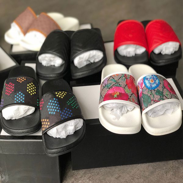 

designer sandals men women striped slides print flowers flip flops gear bottoms causal non-slip summer huaraches slippers size 5-, Black