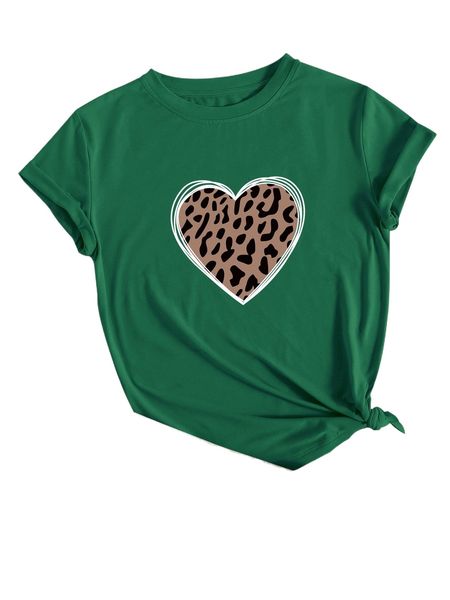 

leopard & heart print tee l8pa#, White