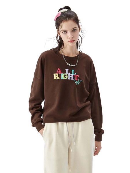 

letter embroidery drop shoulder pullover y5ij#, Black