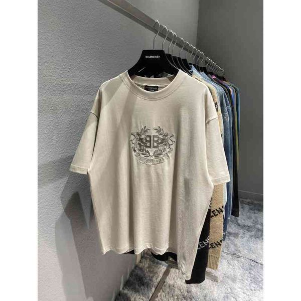 

2022 designer bal t shirt oem tail order direct supply] home b 2022 new lion laurel embroidered luminous short sleeve t-shirt for men and wo, White;black
