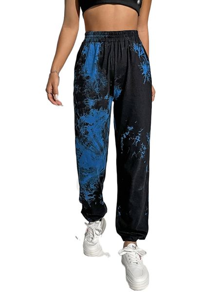 

tie dye slant pocket pants j5qi#, Black;white