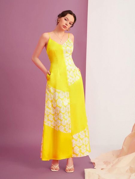 

x caccao geo print hidden pocket cami dress j37w#, Black;gray