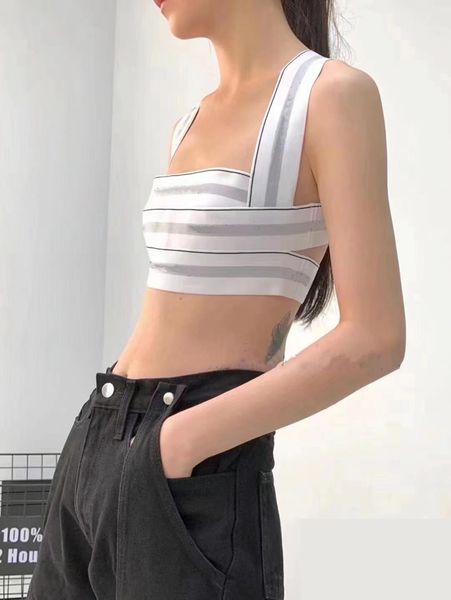 

women's ribbon tankss camis with small letter yoga fittness vest bottom crop tube fashion streetwear in white for summber