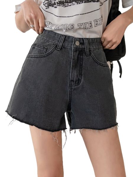 

dazy slant p.ocket r.aw h.em d.enim shorts c0ag#, White;black