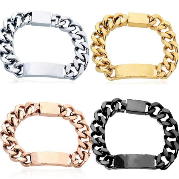 

designer bracelets for men and women stainless steel cuban link iced out bracelets bracciali chain bracelet for women male drop sh251o, Golden;silver