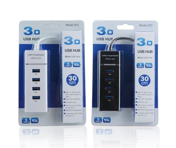 USB HUB Kabeladapter 4 Ports 3.0 Dock Fast Transfer Splitter 4 in 1 Erweiterung Datenübertragungskabel für PC MacBook Laptop hab mit Einzelhandelspaketen