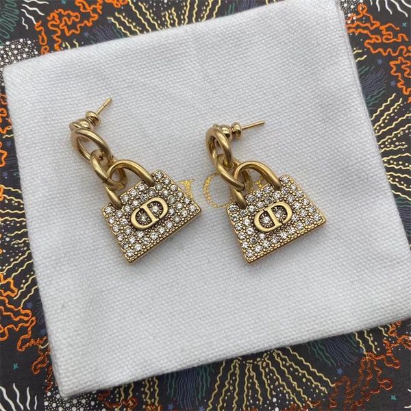 

84% off factory storedesign full diamond bag female red live broadcast of the same earrings, Golden