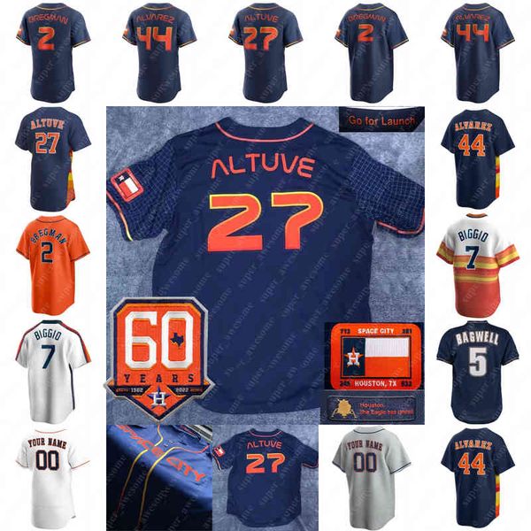 

alex bregman navy 2022 city connect space city jersey jose altuve justin verlander yordan alvarez yuli gurriel jeff bagwell craig biggio, Black