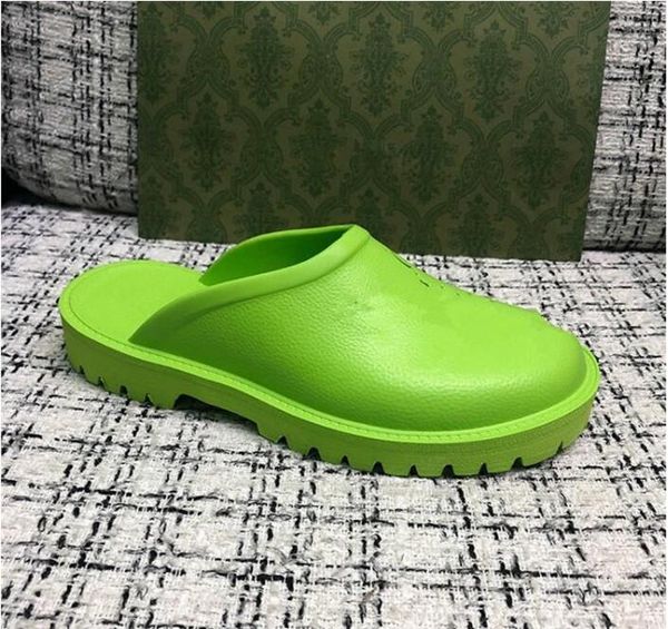 

brand perforated slippers men women 6andals wedge rubber cut-out slide transparent materials fashion beach flats shoes, Black