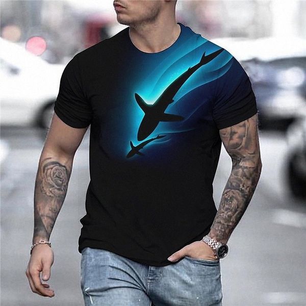 

men's tee t shirt shirt 3d print graphic prints shark animal round neck daily holiday print short sleeve casual designer big and tall, White;black