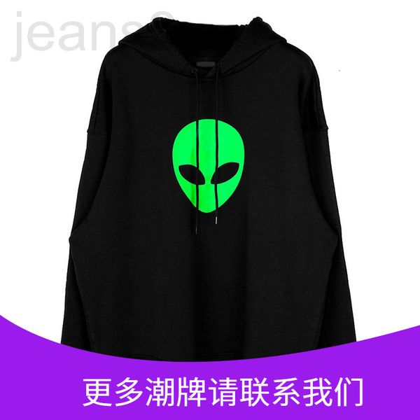 

women's hoodies & sweatshirts designer 2021 new fluorescent green paris b alien plush long sleeve pullover bt6s, Black