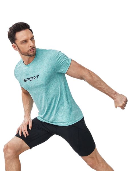 

men letter graphic space dye sports tee 6585#, White;black