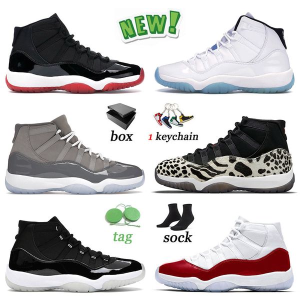 

fashion 2022 mens basketball shoes 11 11s xi high bred cool grey 25th anniversary cherry space jam cap and gown trainers men women, White;red