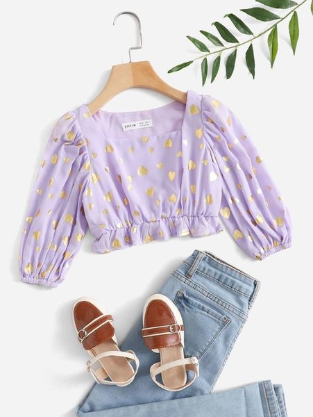 

toddler girls bishop sleeve allover heart print she, White;black