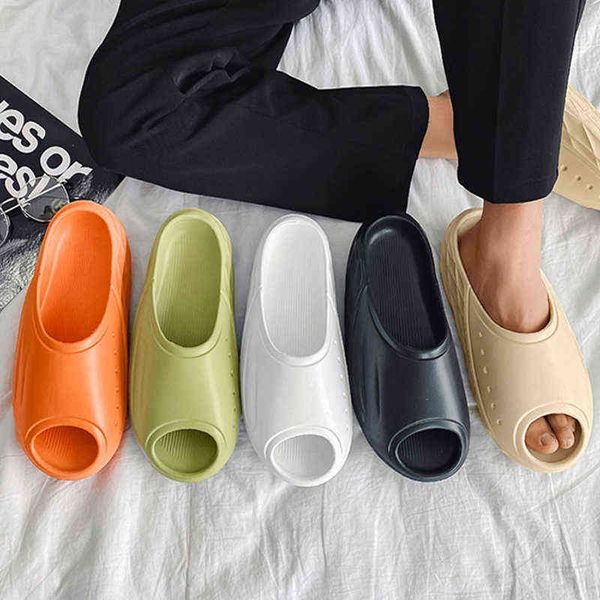 

concise designer brand women slippers outdoor beach platform woman sandals non-slip bathroom couple slippers summer new shoes t220728, Black