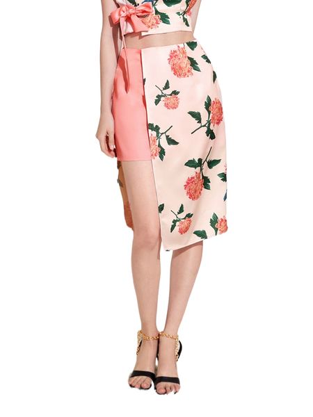 

x taii bangkok floral asymmetrical hem satin skirt w1d3#, Black