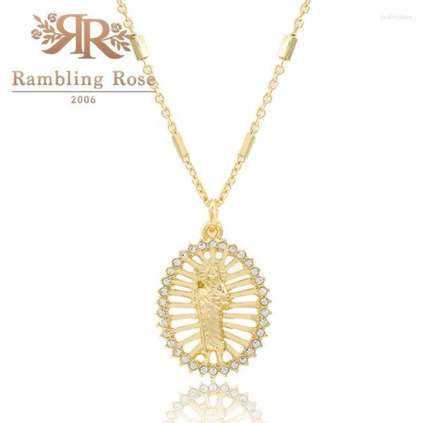 Anhänger Halsketten Luxus Gott Halskette Frauen Kette Retro Gold Farbe Mit Kristall Kragen Für Mädchen Mode Schmuck Heal22