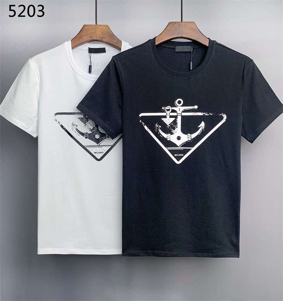 

2022 summer new arrivals luxury designer prad white t-shirt tshirt o-neck short sleeve men's clothing #5203, White;black