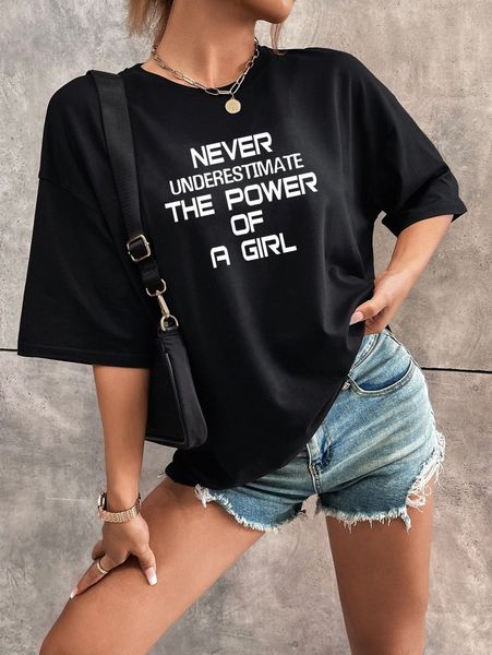 

slogan graphic drop shoulder tee h3eu#, White