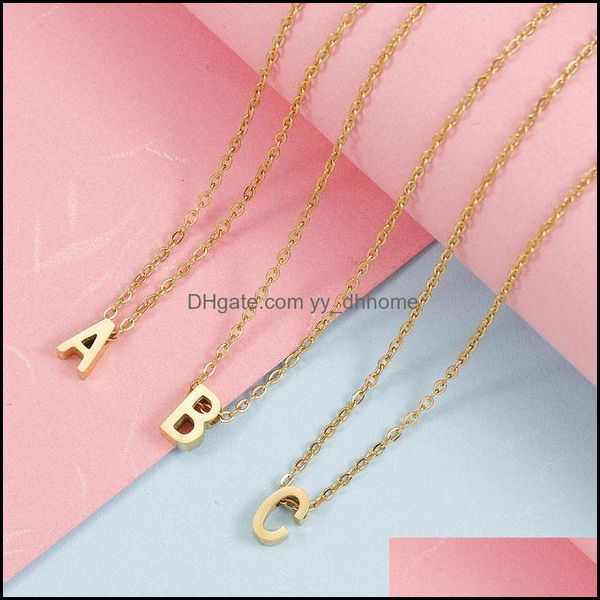 

pendant necklaces pendants jewelry 26 letters stainless steel gold plated for women men party club jewel dhh10, Silver