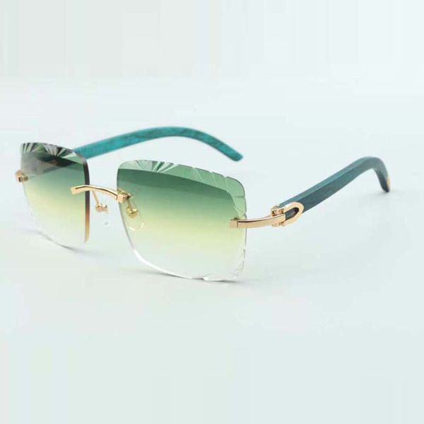 Holzsonnenbrille 3524020 mit blaugrünen Holzbeinen und 58-mm-Schnittglas