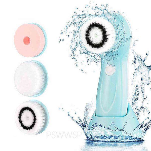 

3 in 1 facial cleansing brush electric rotating face deep cleaning skin exfoliation waterproof ultrasonic cleaner 220520
