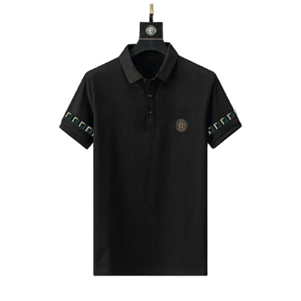 

designer formal polo reverse collar button quick drying breathable letter pattern summer casual s4, Black;brown